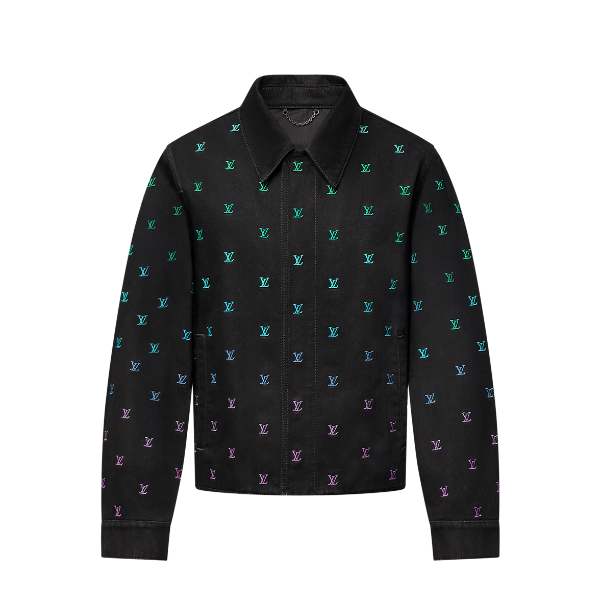 Blouson sportswear brodé L°V Blason Gradient en denim