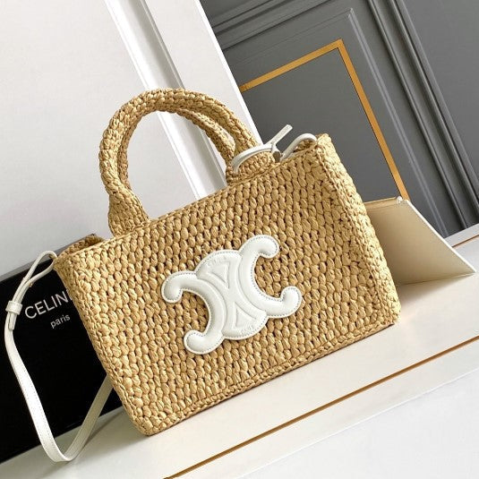 CEL°NE - Small Cabas Thais Raffia Calfskin Top