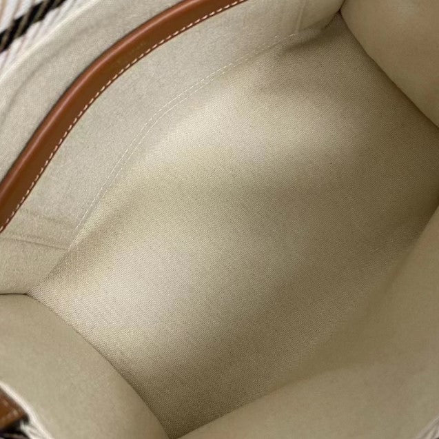 CEL°NE - Small Cabas Thais Striped Textile Beige Noir