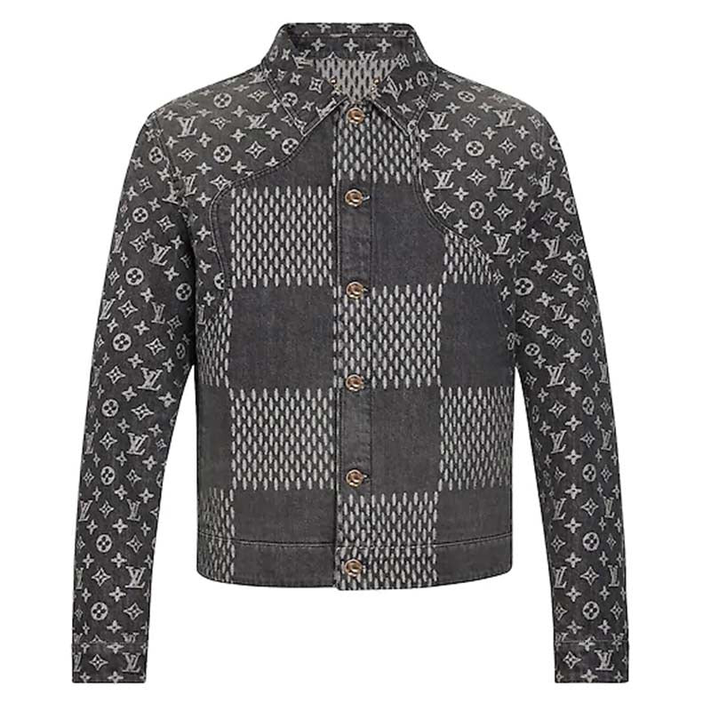 LOUIS VU°TTON L°V Men Giant Damier Waves Veste en jean monogramme