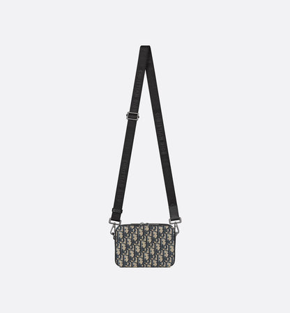 Pochette zippée à bandoulière Toile jacquard DI°R Oblique noir - #2