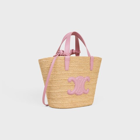 CEL°NE - Classic Panier petit modèle Souple Raphia et veau Pink