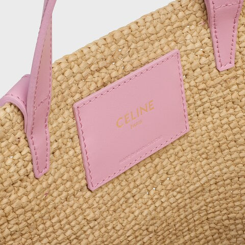CEL°NE - Classic Panier petit modèle Souple Raphia et veau Pink