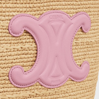 CEL°NE - Classic Panier petit modèle Souple Raphia et veau Pink