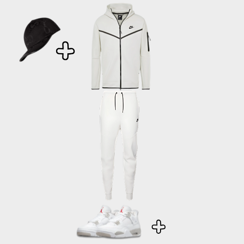 Outfit Tech Fleece Blanc + Casquette Offerte