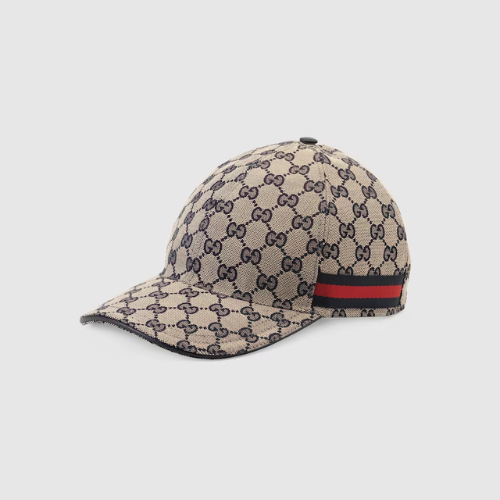 Casquette en toile Beige GG avec bande Web