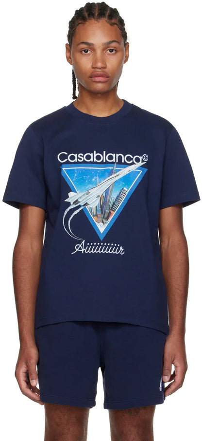 CASABL°NCA Navy 'Aiiiiir' T-Shirt