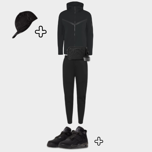 Outfit Tech Fleece Black + Casquette Offerte