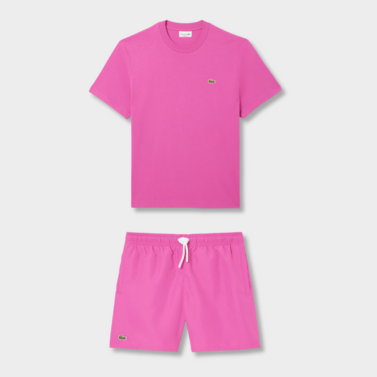 Ensemble short/t-shirt Lac*ste Rose vif