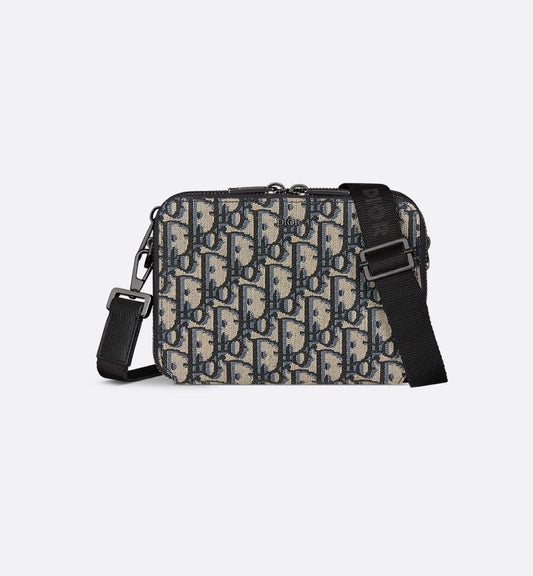 Pochette zippée à bandoulière Noir et Beige