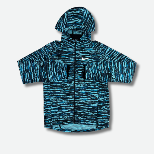 Veste à capuche N running Noir et bleu