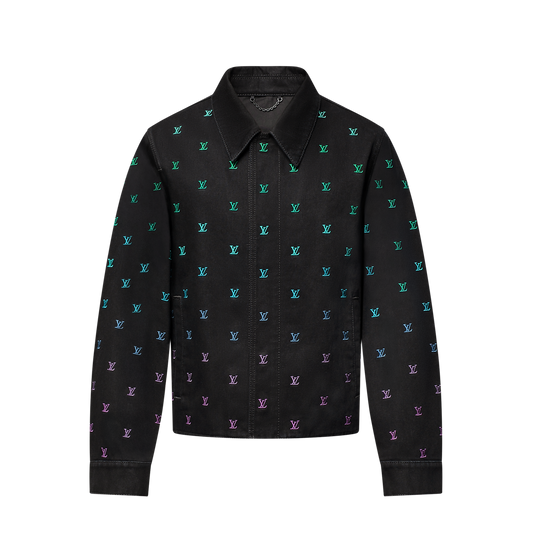 Blouson sportswear brodé L°V Blason Gradient en denim