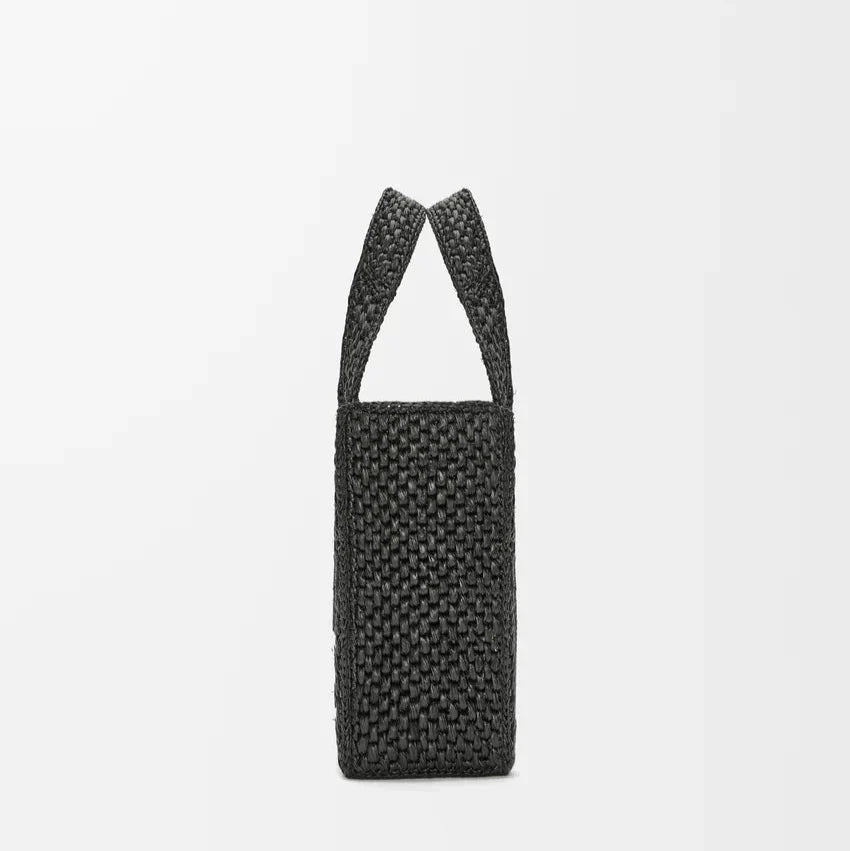 L°EWE - Petit  Font Tote en raphia Noir