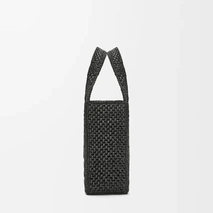 L°EWE - Petit  Font Tote en raphia Noir