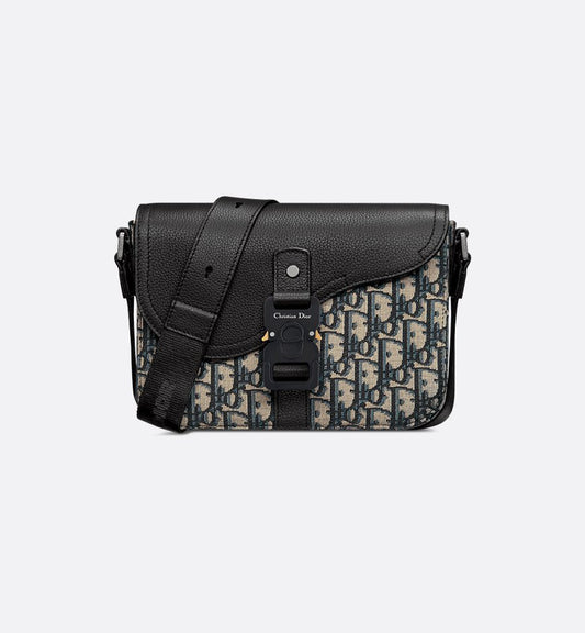 Sac Messenger à rabat Saddle Small Noir et Beige