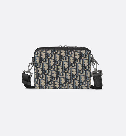 Pochette zippée à bandoulière Toile jacquard DI°R Oblique noir - #2
