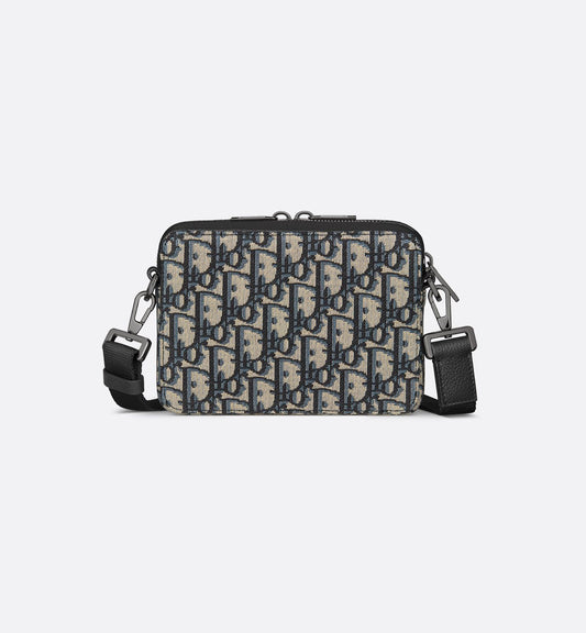 Pochette zippée à bandoulière Toile jacquard DI°R Oblique noir - #2