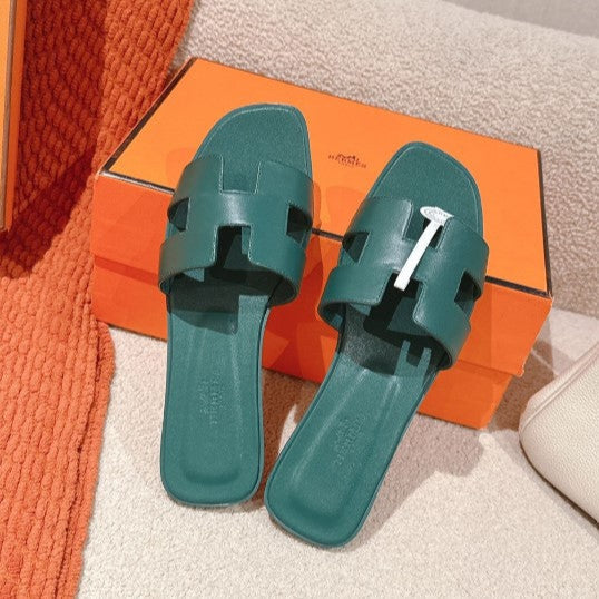 HERM°S - Claquettes Vert Bouteille