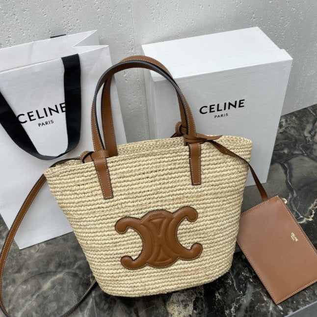 CEL°NE - Classic Panier petit modèle Souple Raphia et veau