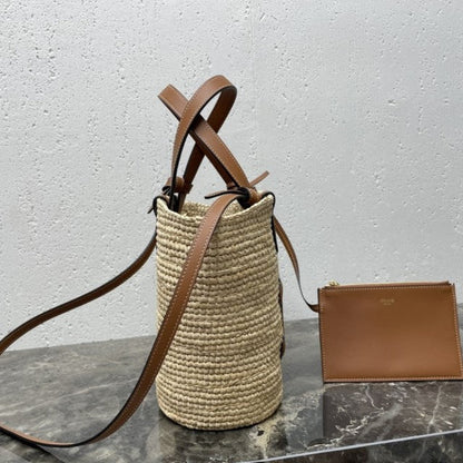CEL°NE - Classic Panier petit modèle Souple Raphia et veau