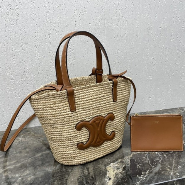 CEL°NE - Classic Panier petit modèle Souple Raphia et veau
