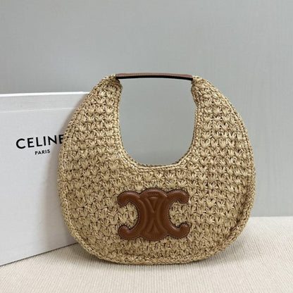 CEL°NE - HOBO BAG IN Raffia and Calfskin