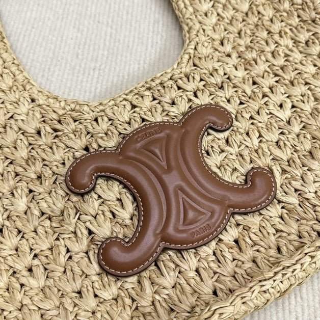 CEL°NE - HOBO BAG IN Raffia and Calfskin