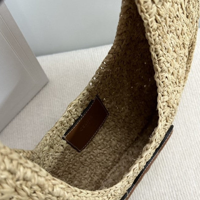 CEL°NE - HOBO BAG IN Raffia and Calfskin
