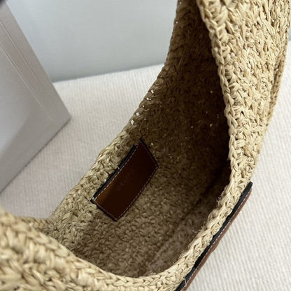 CEL°NE - HOBO BAG IN Raffia and Calfskin
