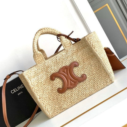 CEL°NE - Small Cabas Thais Raffia Calfskin Top
