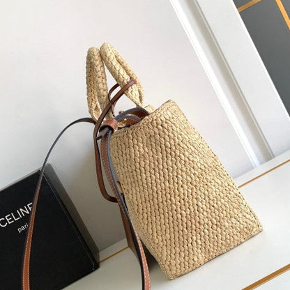 CEL°NE - Small Cabas Thais Raffia Calfskin Top