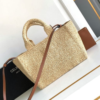 CEL°NE - Small Cabas Thais Raffia Calfskin Top