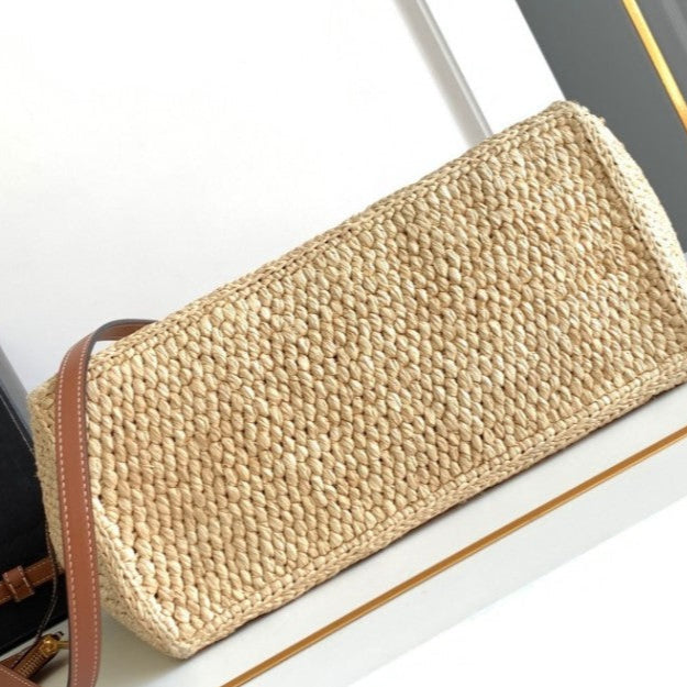 CEL°NE - Small Cabas Thais Raffia Calfskin Top