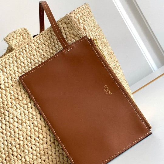 CEL°NE - Small Cabas Thais Raffia Calfskin Top