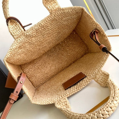 CEL°NE - Small Cabas Thais Raffia Calfskin Top