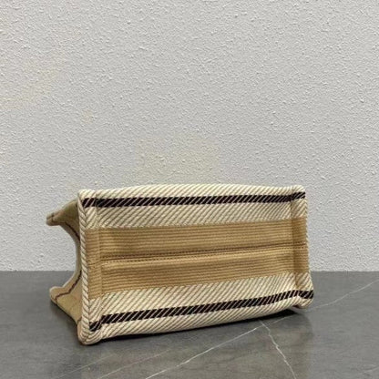 CEL°NE - Small Cabas Thais Striped Textile Beige Noir