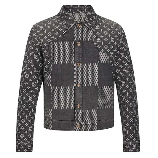 LOUIS VU°TTON L°V Men Giant Damier Waves Veste en jean monogramme