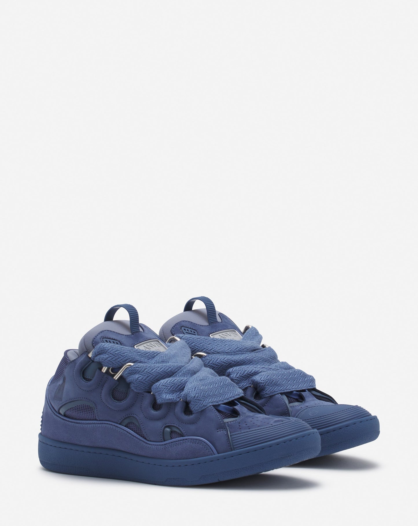 LANV°N LEATHER CURB BLEU MARINE