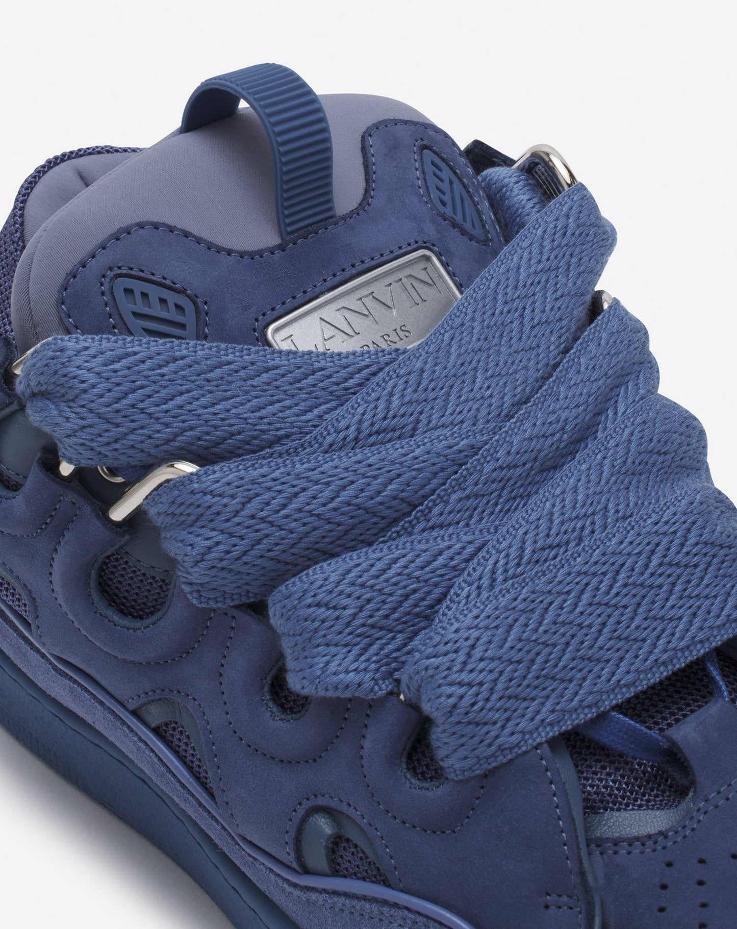LANV°N LEATHER CURB BLEU MARINE