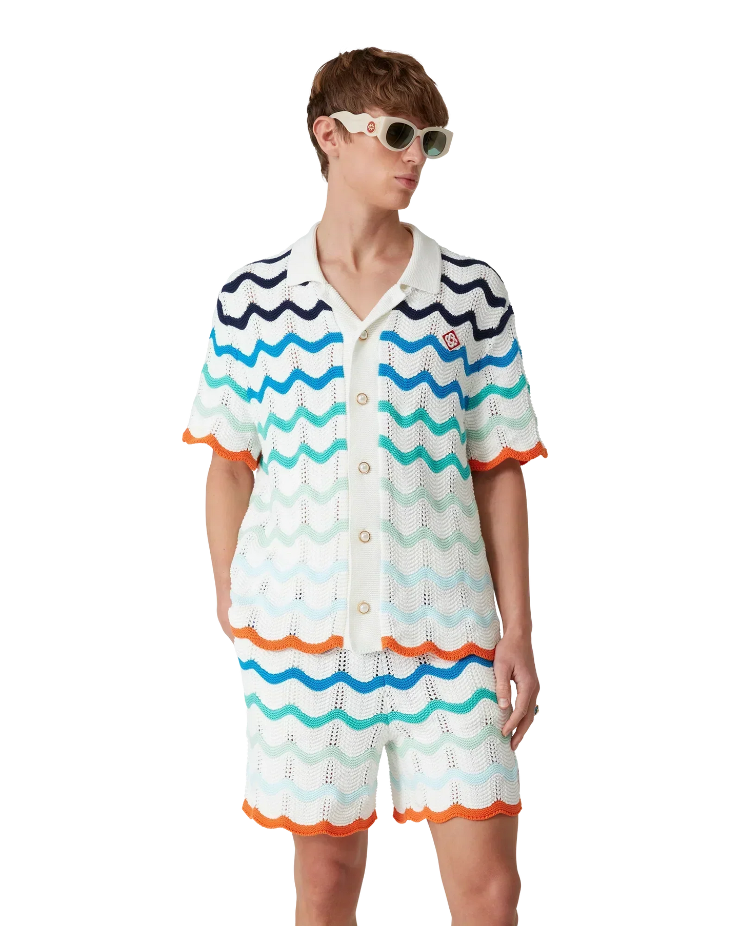 Gradient Wave Crochet Shirt