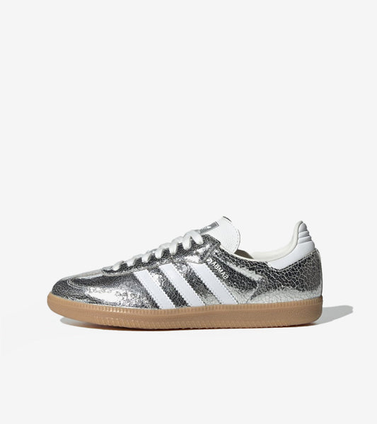 AD°DAS Samba OG Silver Metallic Cracked Leather (Women's)