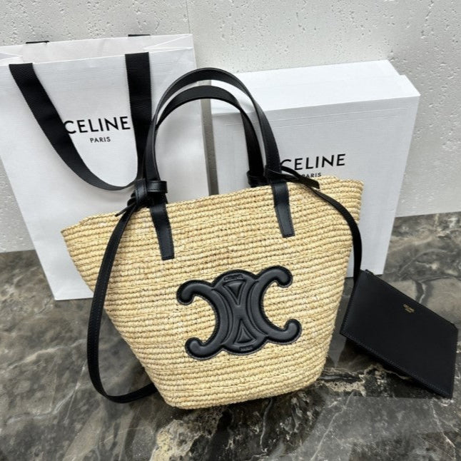CEL°NE - Classic Panier petit modèle Souple Raphia et veau