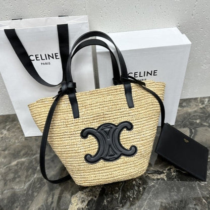 CEL°NE - Classic Panier petit modèle Souple Raphia et veau