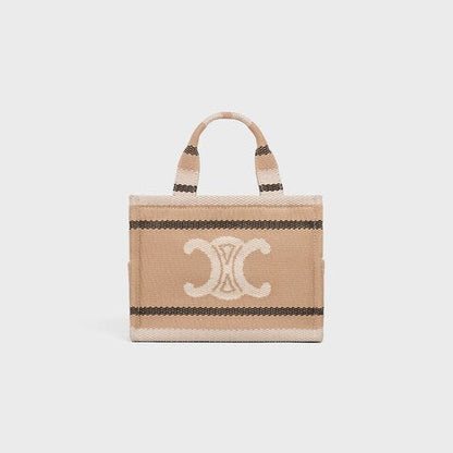 CEL°NE - Small Cabas Thais Striped Textile Beige Noir