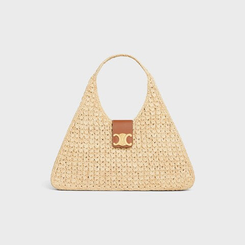 CEL°NE - Classic Panier Cabas Triangle Raffia Calfskin
