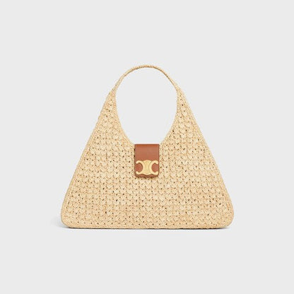 CEL°NE - Classic Panier Cabas Triangle Raffia Calfskin