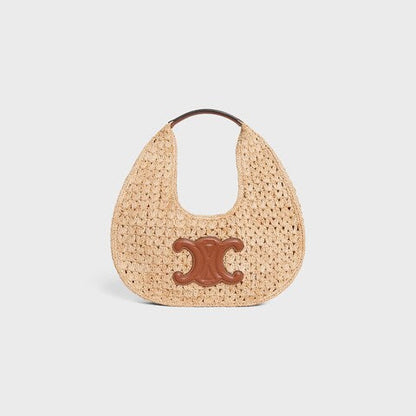 CEL°NE - HOBO BAG IN Raffia and Calfskin