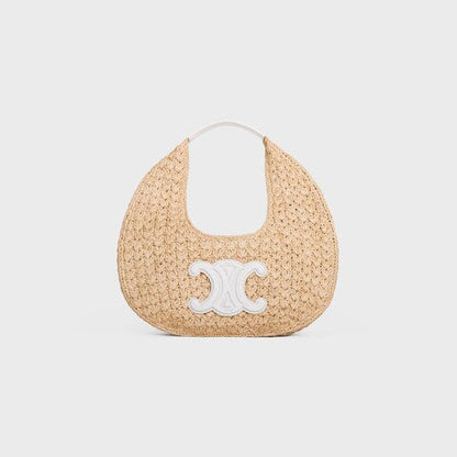 CEL°NE - HOBO BAG IN Raffia and Calfskin